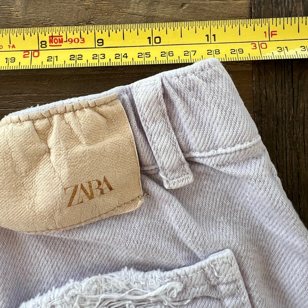 Zara Girls Pastel Purple Denim Shorts Distressed Snap Button Front Sz 9/10 - Picture 13 of 16